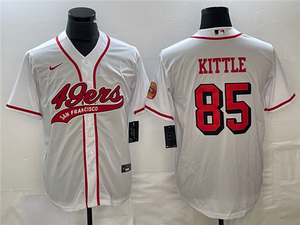 Men's San Francisco 49ers #85 George Kittle New White Cool Base Stitched Baseball Jersey